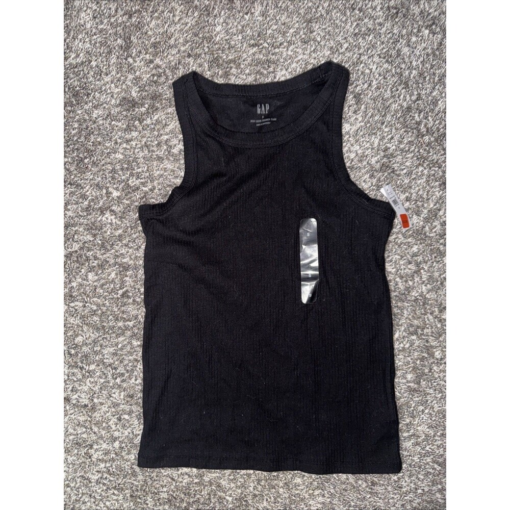 Gap High Neck Ribbed Tank Tops Black Small